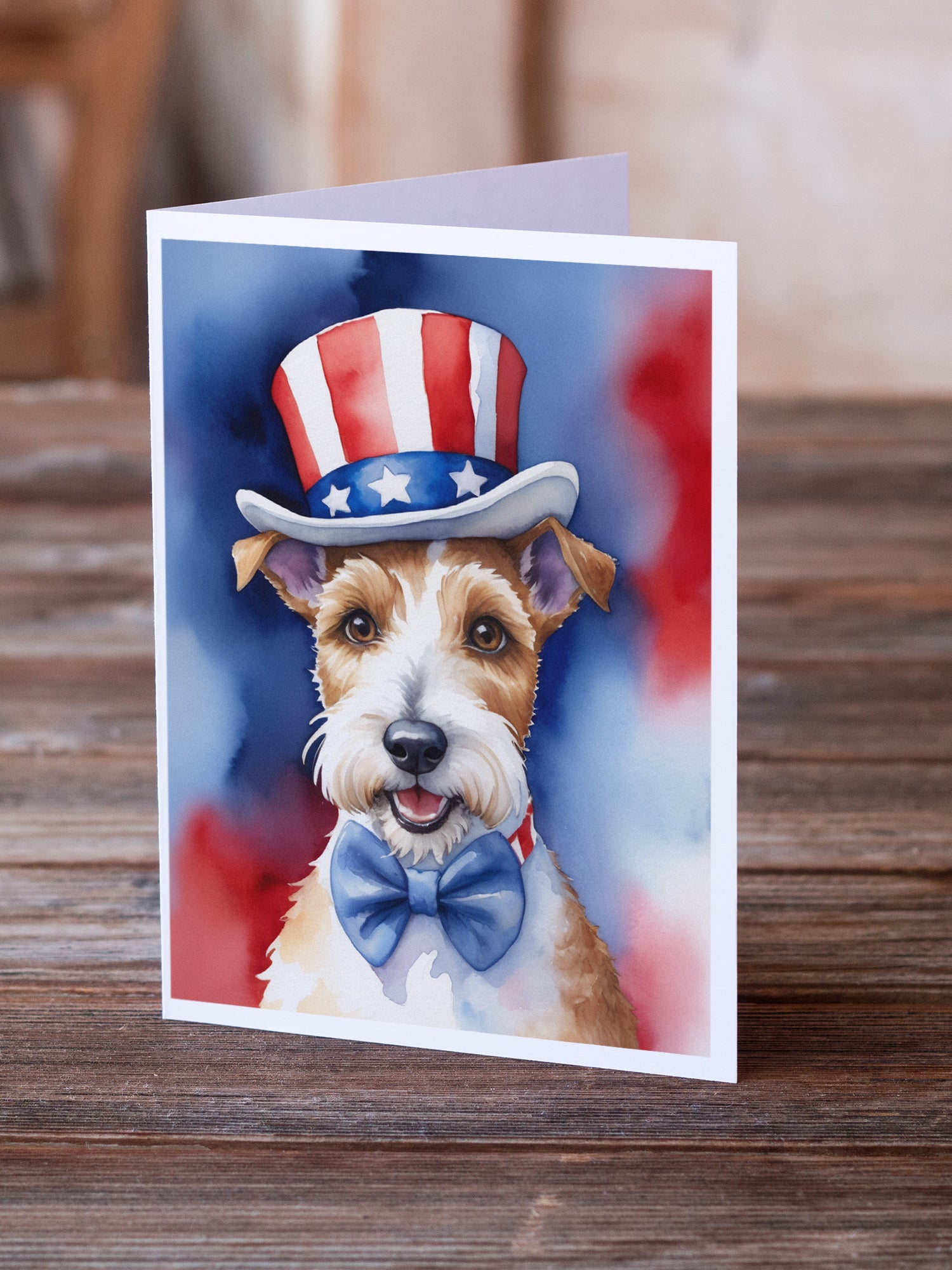 Buy this Fox Terrier Patriotic American Greeting Cards Pack of 8