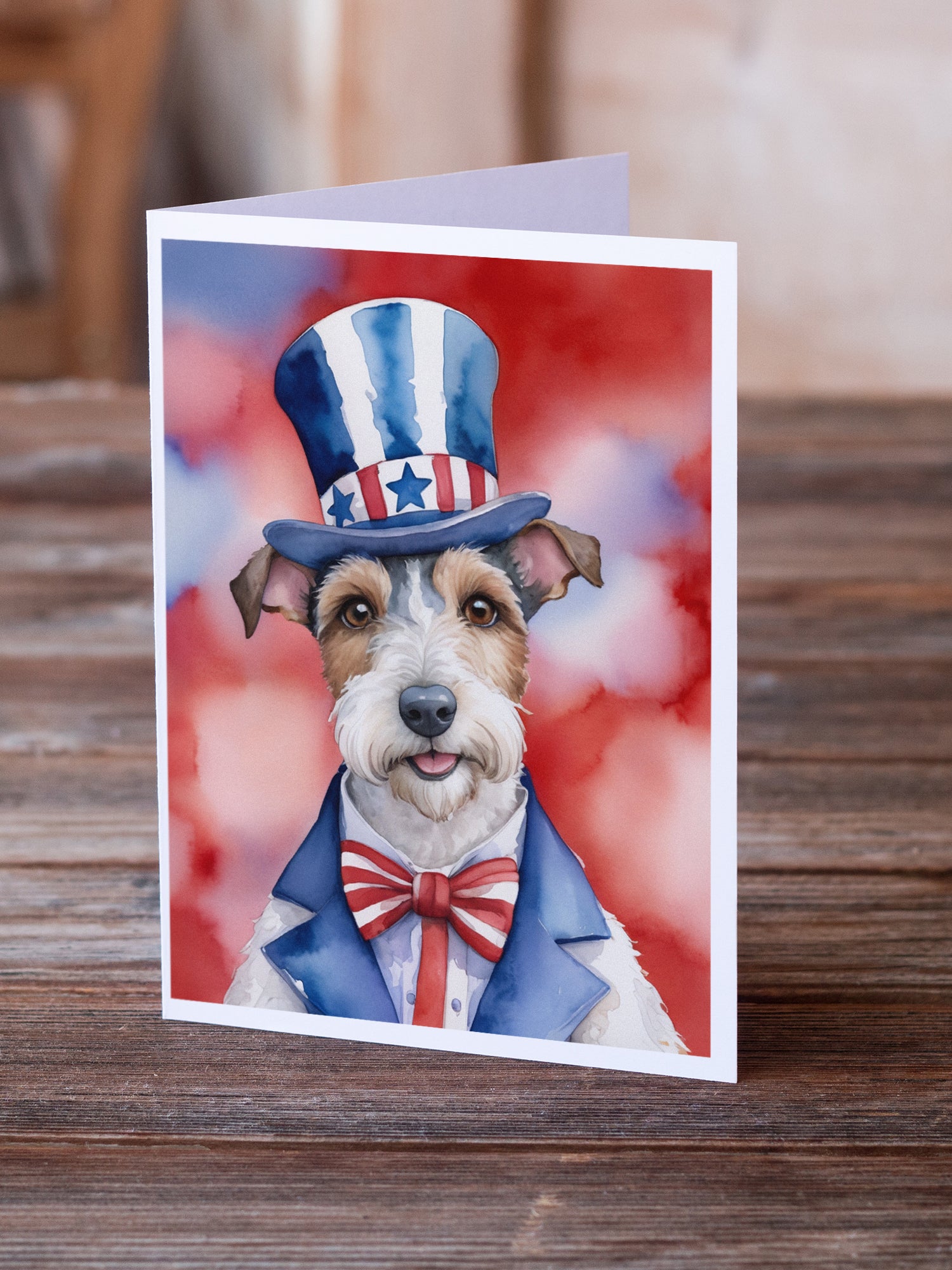 Buy this Fox Terrier Patriotic American Greeting Cards Pack of 8