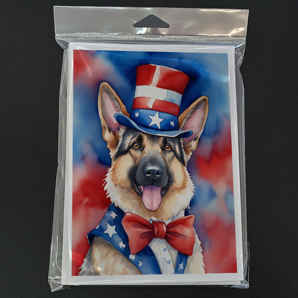 German Shepherd Patriotic American Greeting Cards Pack of 8