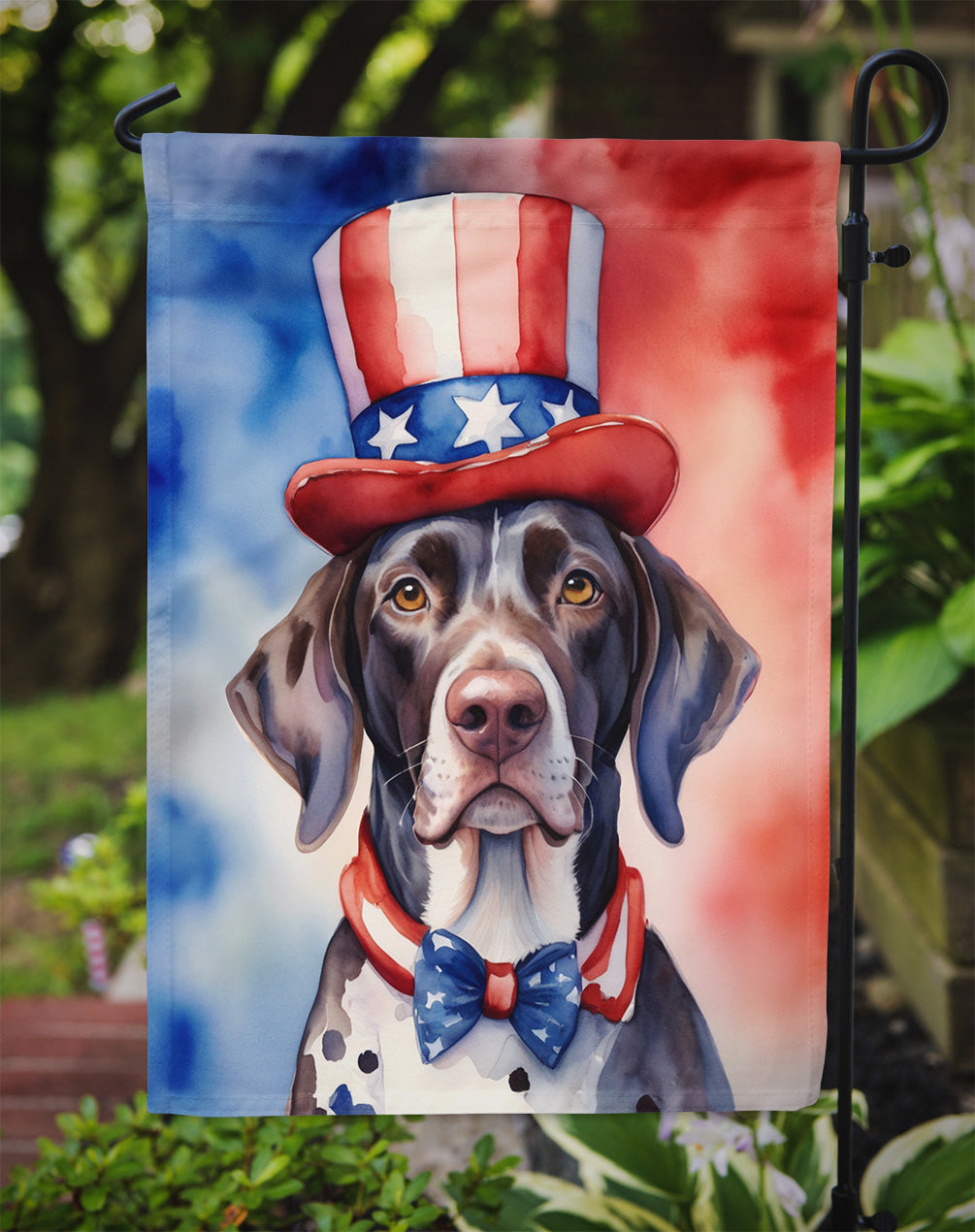 German Shorthaired Pointer Patriotic American Garden Flag