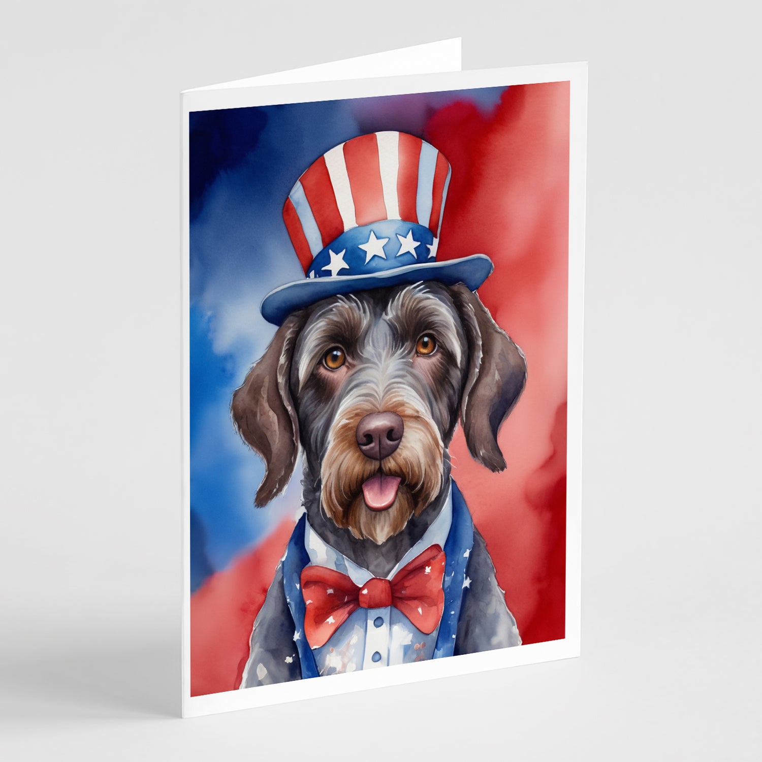 Buy this German Wirehaired Pointer Patriotic American Greeting Cards Pack of 8