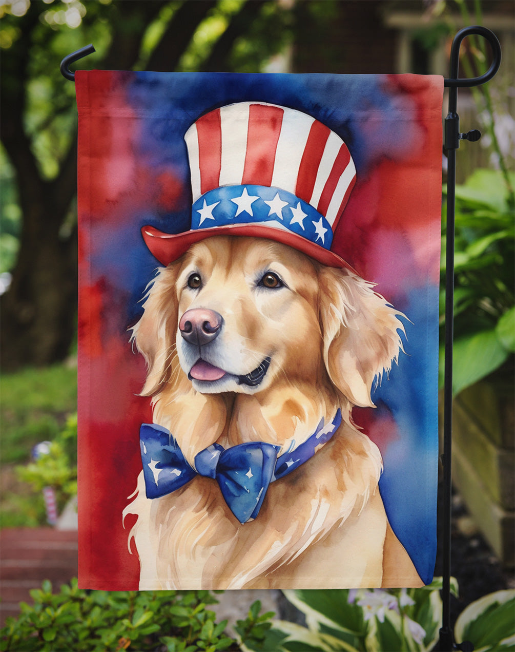 Golden Retriever Patriotic American Garden Flag