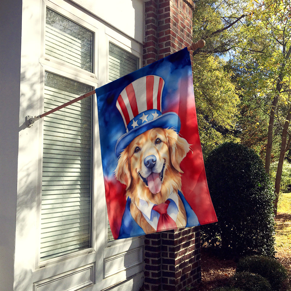 Golden Retriever Patriotic American House Flag