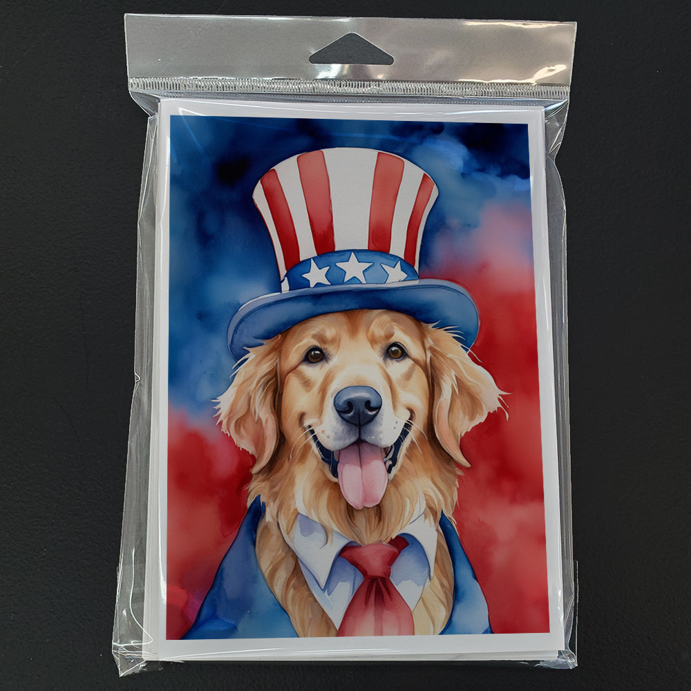 Golden Retriever Patriotic American Greeting Cards Pack of 8