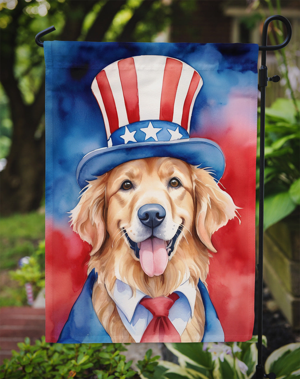 Golden Retriever Patriotic American Garden Flag