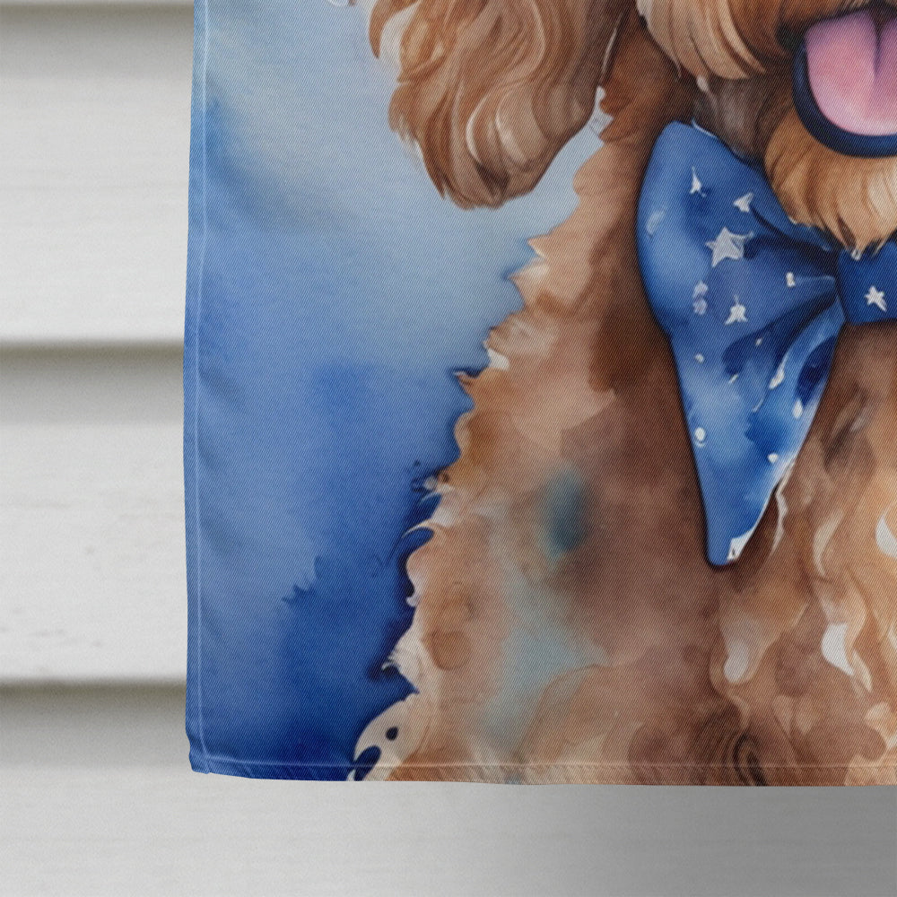 Goldendoodle Patriotic American House Flag