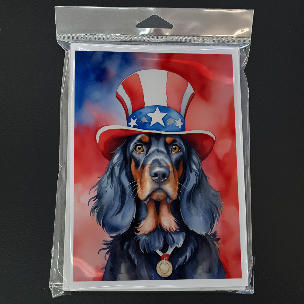 Gordon Setter Patriotic American Greeting Cards Pack of 8