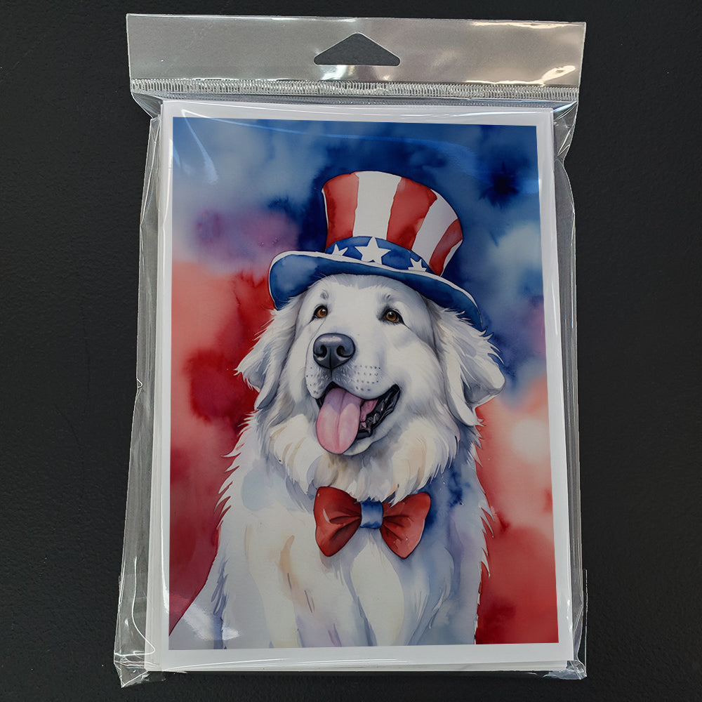 Great Pyrenees Patriotic American Greeting Cards Pack of 8