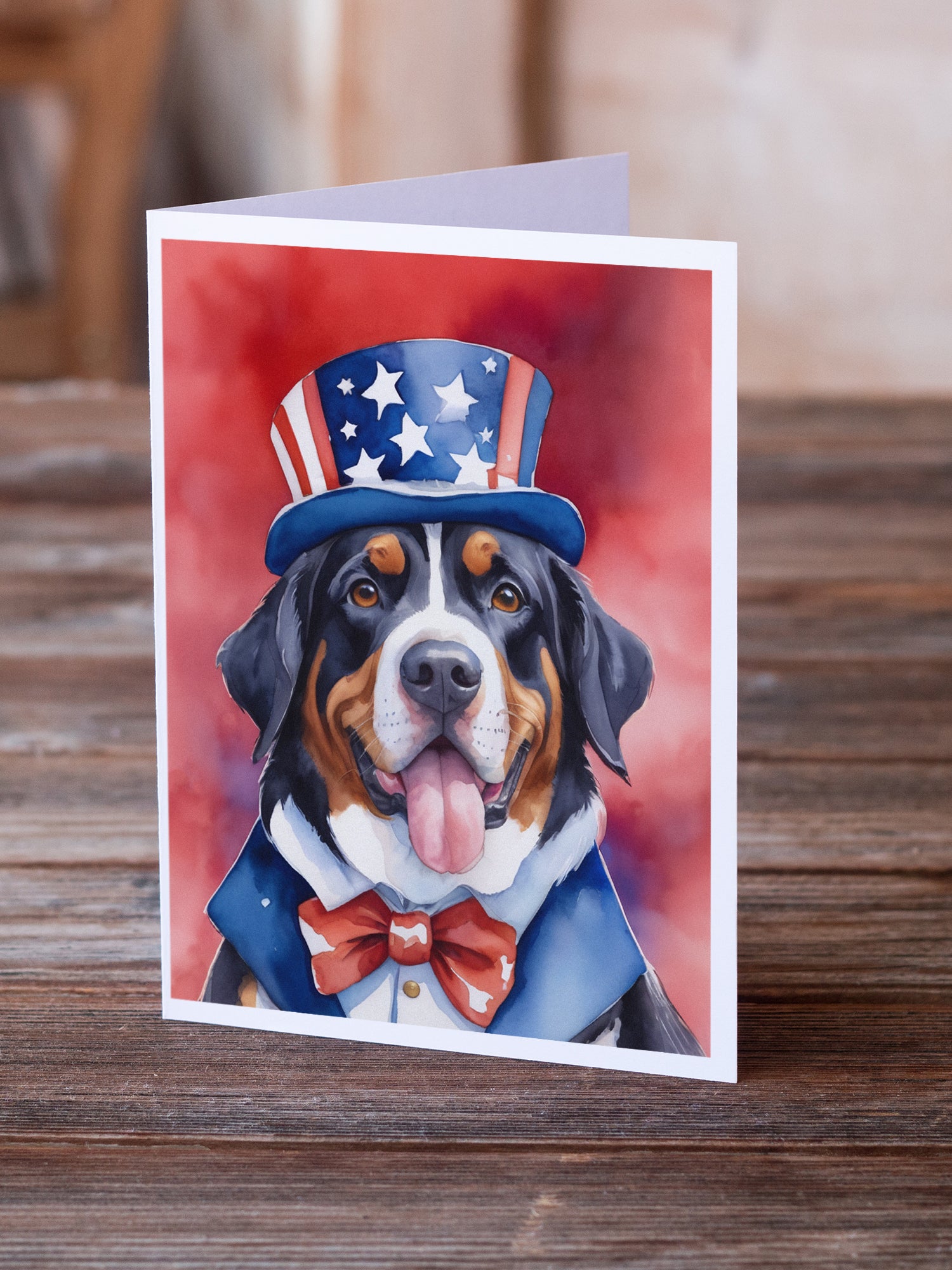 Buy this Greater Swiss Mountain Dog Patriotic American Greeting Cards Pack of 8