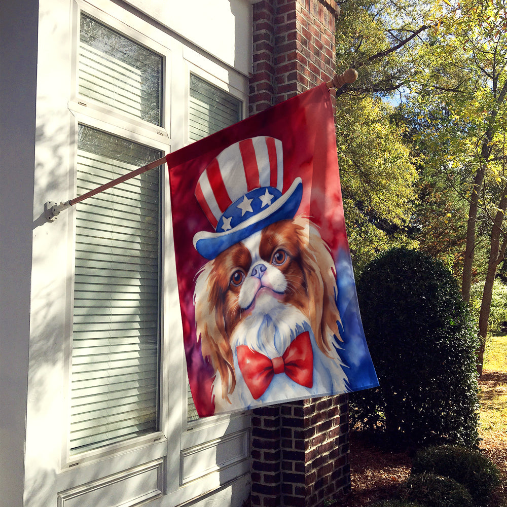 Japanese Chin Patriotic American House Flag