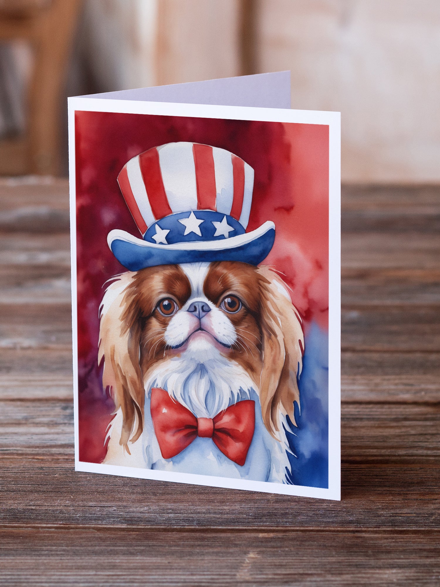 Buy this Japanese Chin Patriotic American Greeting Cards Pack of 8