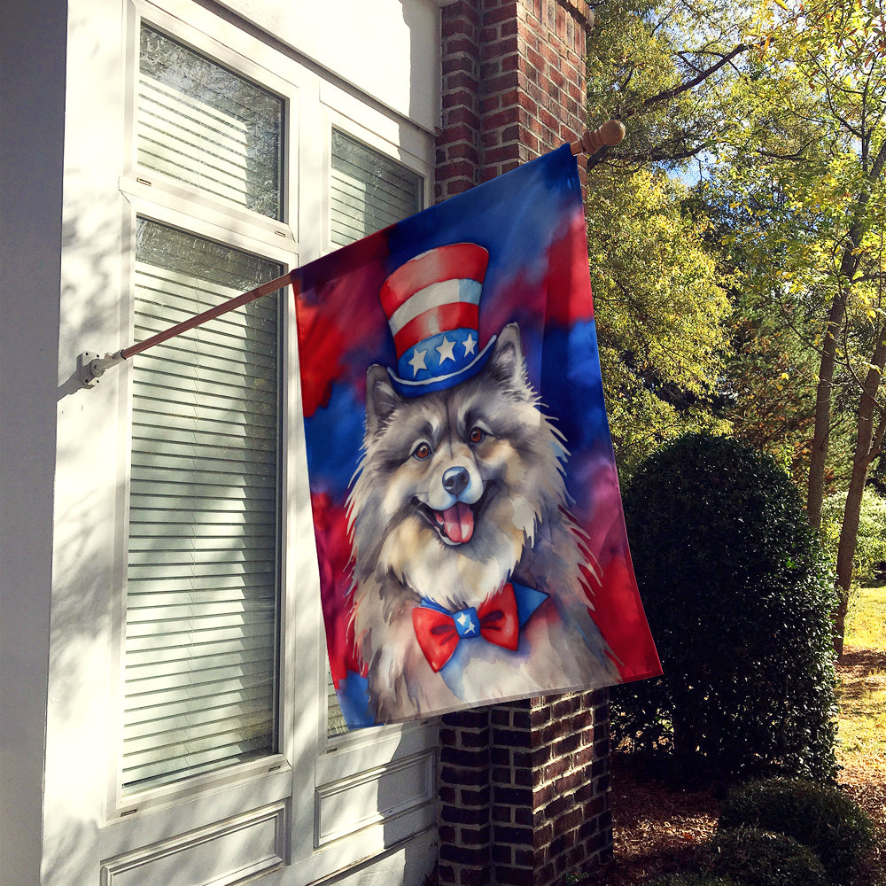 Keeshond Patriotic American House Flag