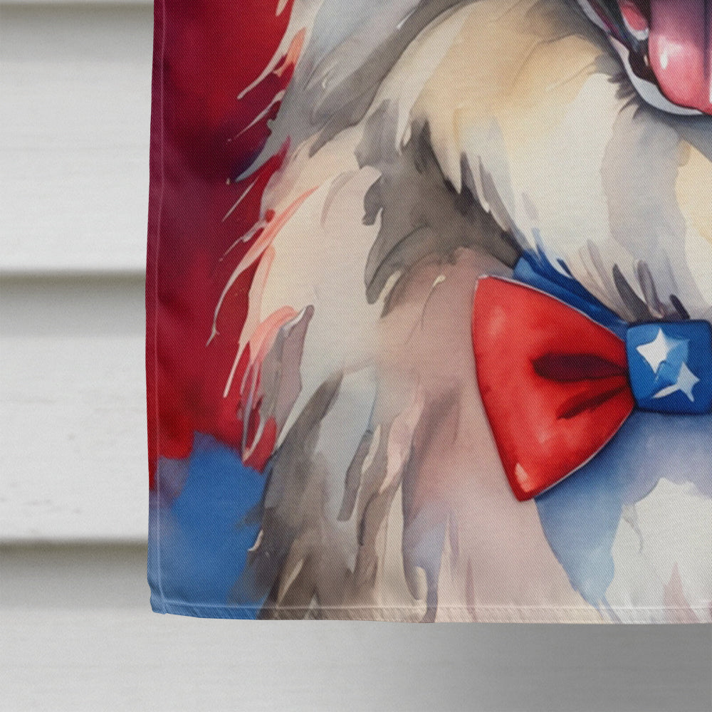 Keeshond Patriotic American House Flag