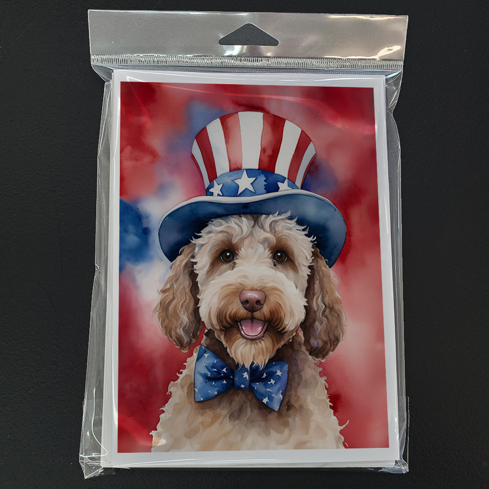 Labradoodle Patriotic American Greeting Cards Pack of 8