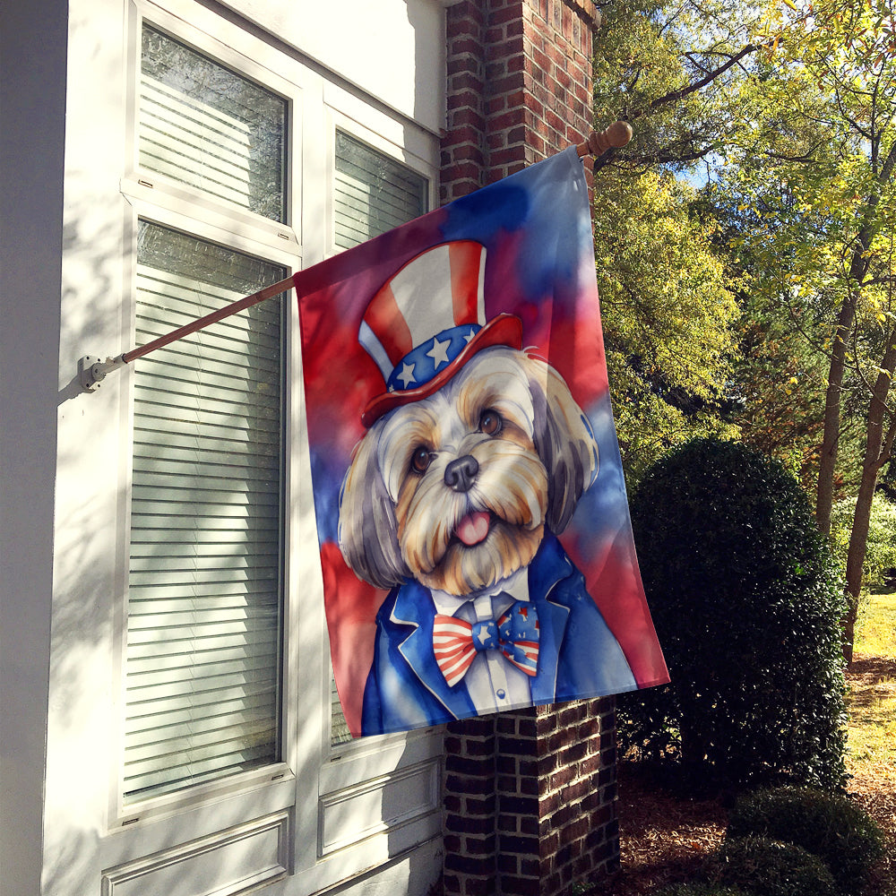 Buy this Lhasa Apso Patriotic American House Flag