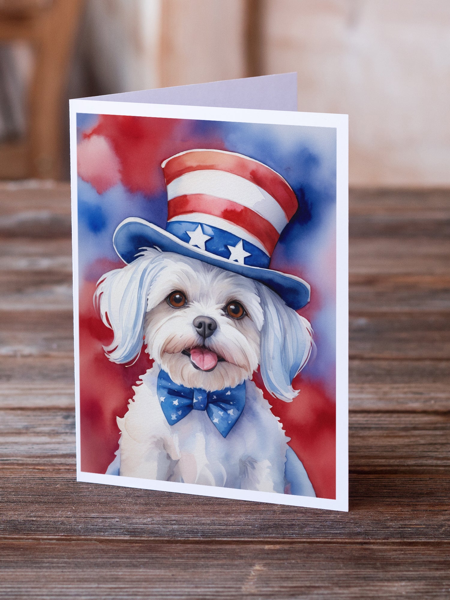 Buy this Maltese Patriotic American Greeting Cards Pack of 8