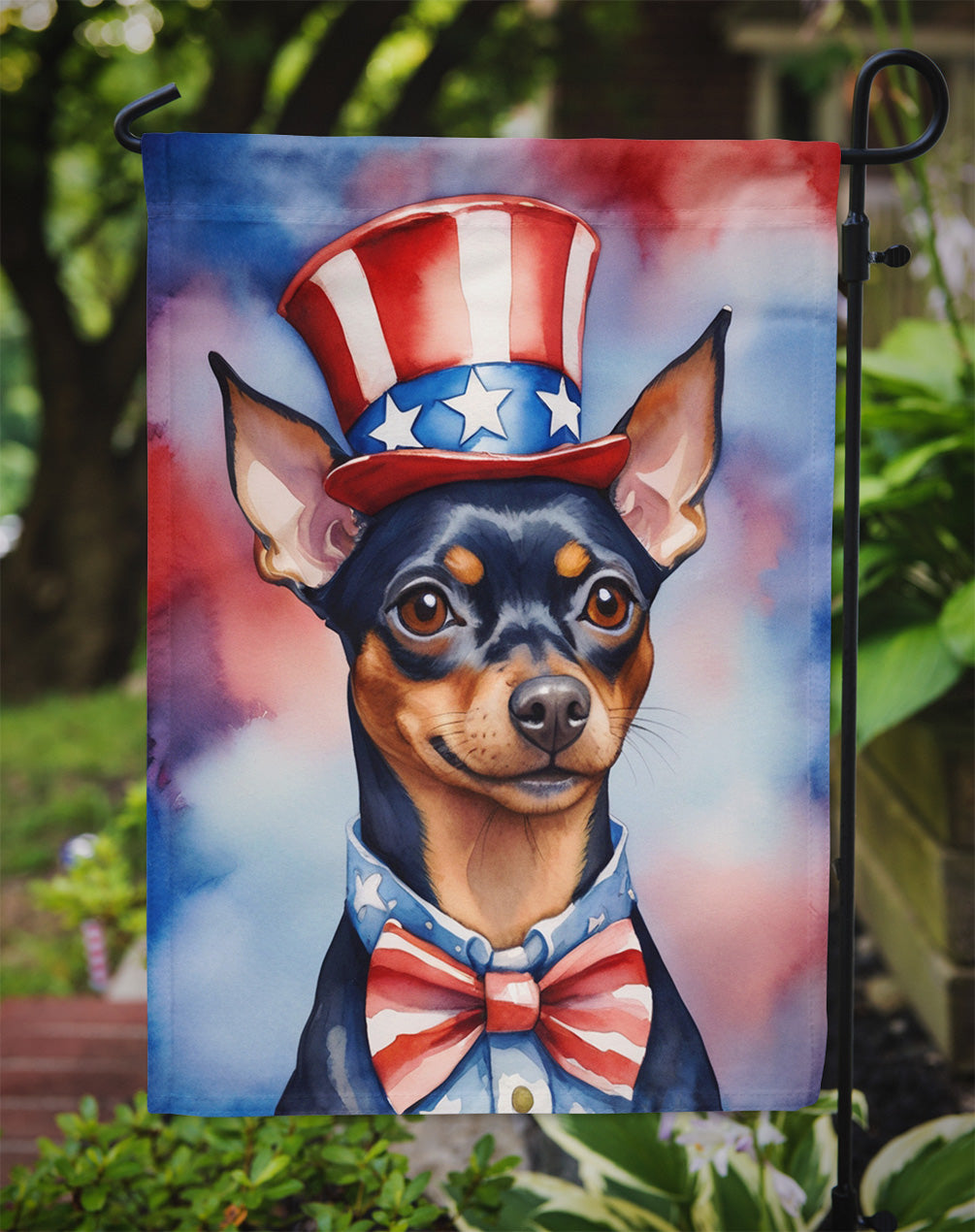 Miniature Pinscher Patriotic American Garden Flag