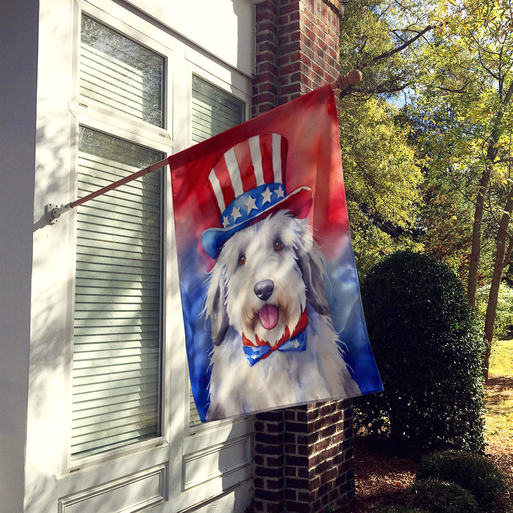 Old English Sheepdog Patriotic American House Flag