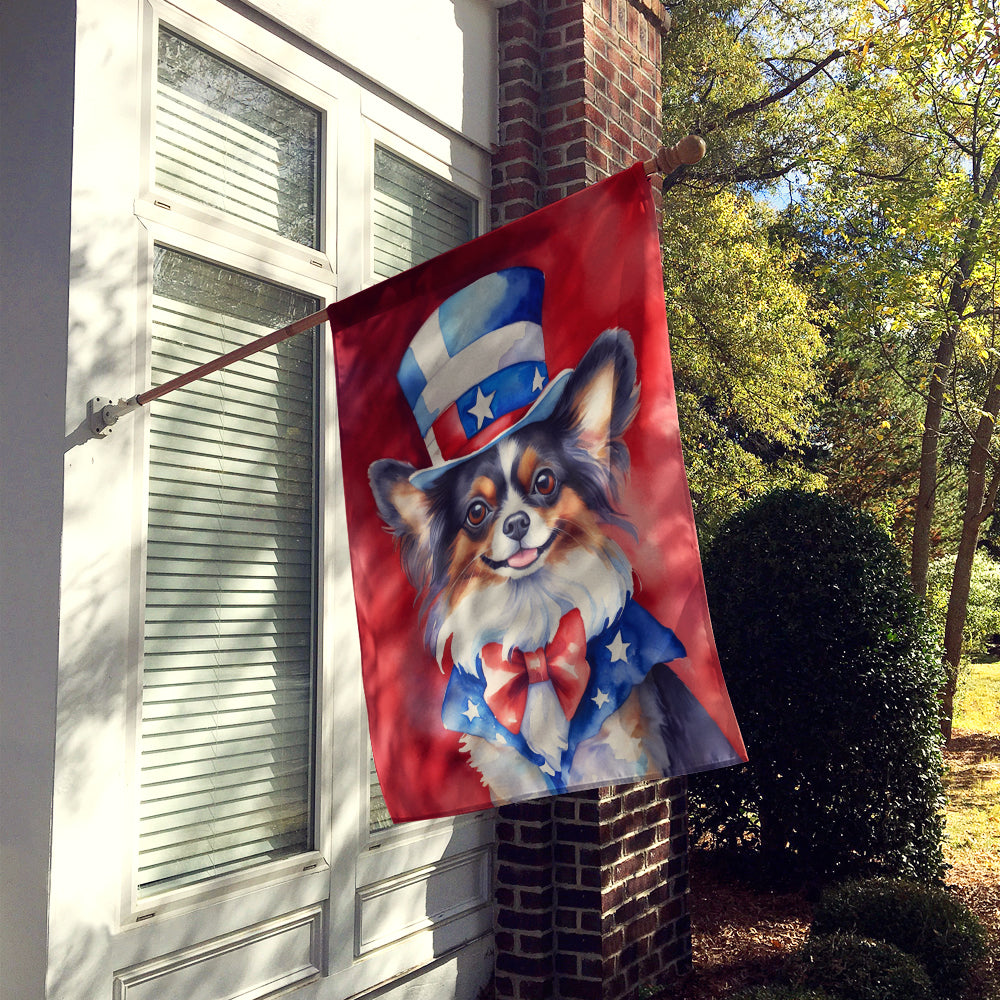 Papillon Patriotic American House Flag