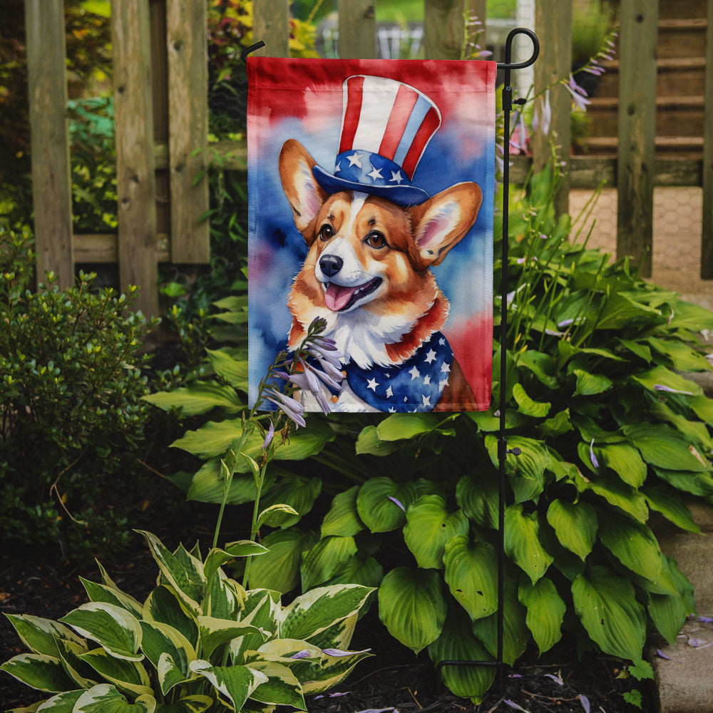 Corgi Patriotic American Garden Flag