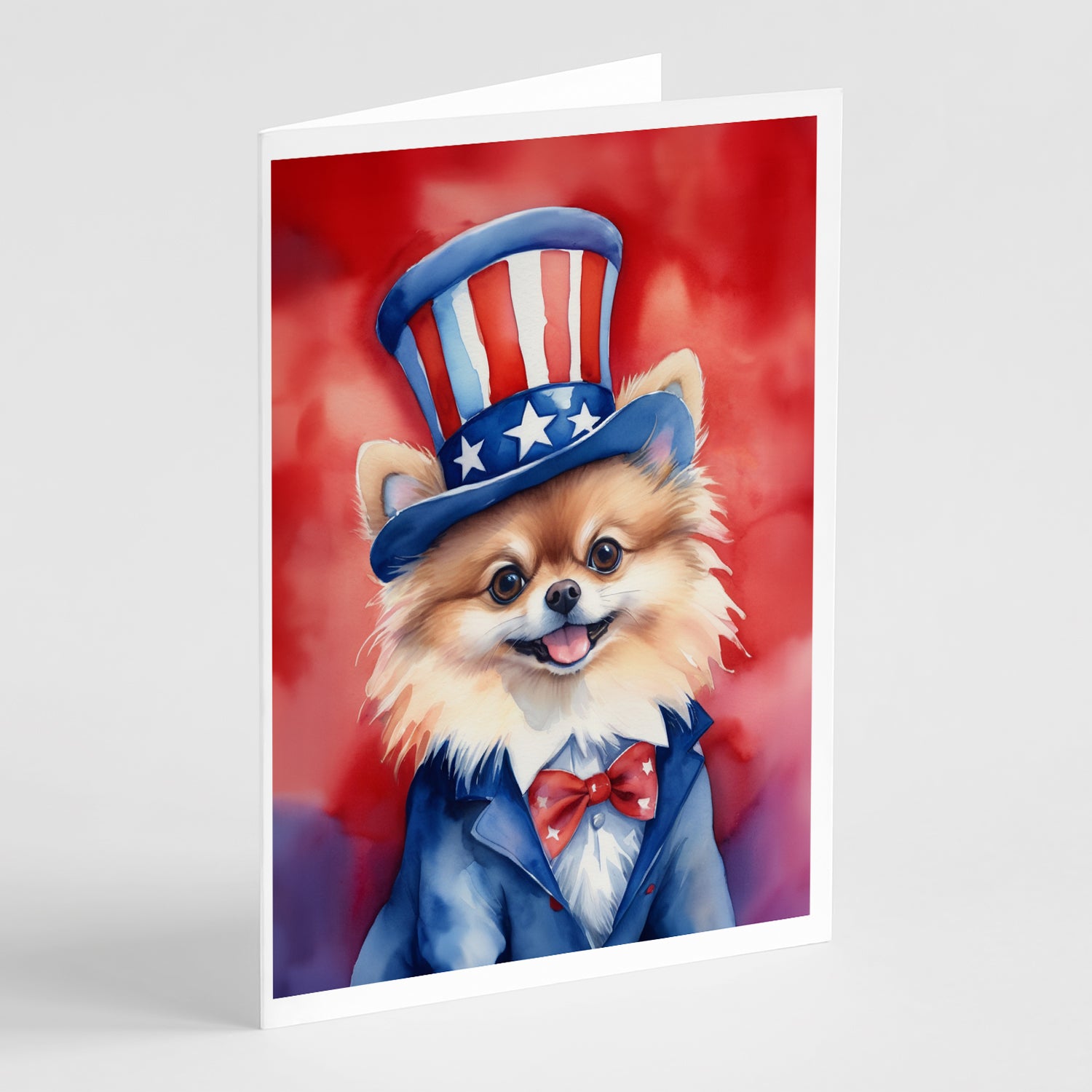 Buy this Pomeranian Patriotic American Greeting Cards Pack of 8