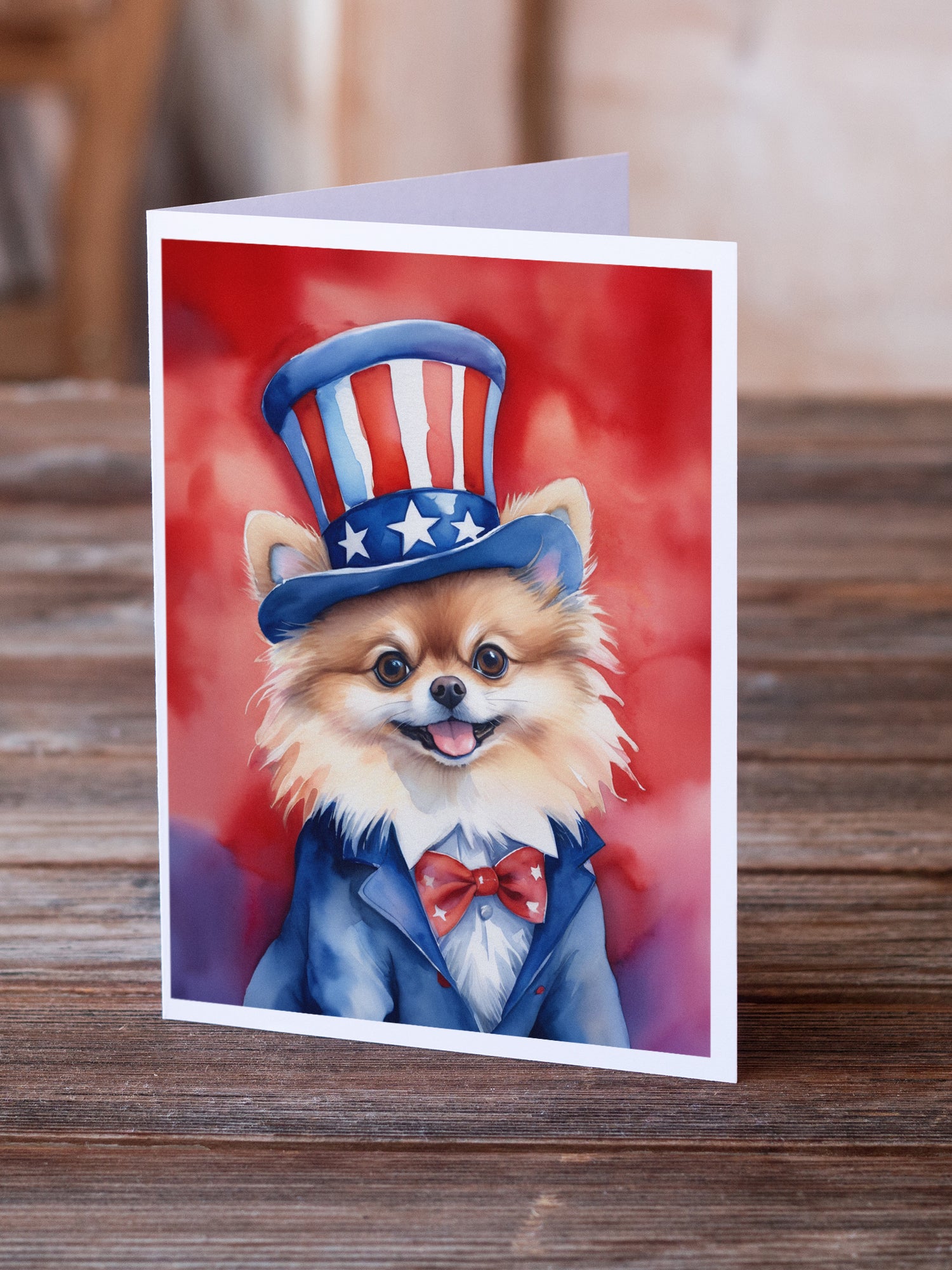 Buy this Pomeranian Patriotic American Greeting Cards Pack of 8