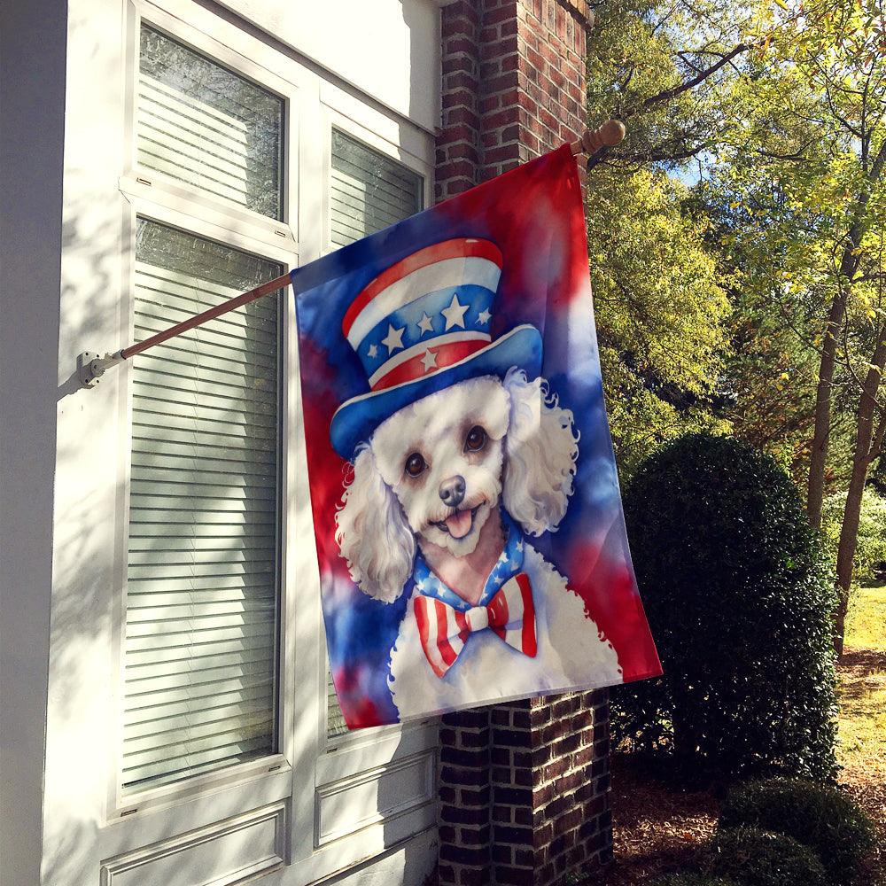 Buy this White Poodle Patriotic American House Flag