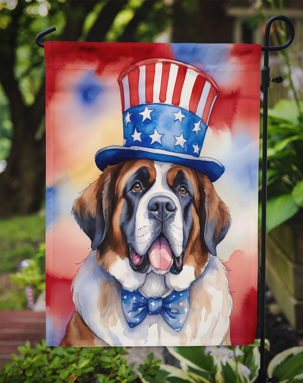 Saint Bernard Patriotic American Garden Flag