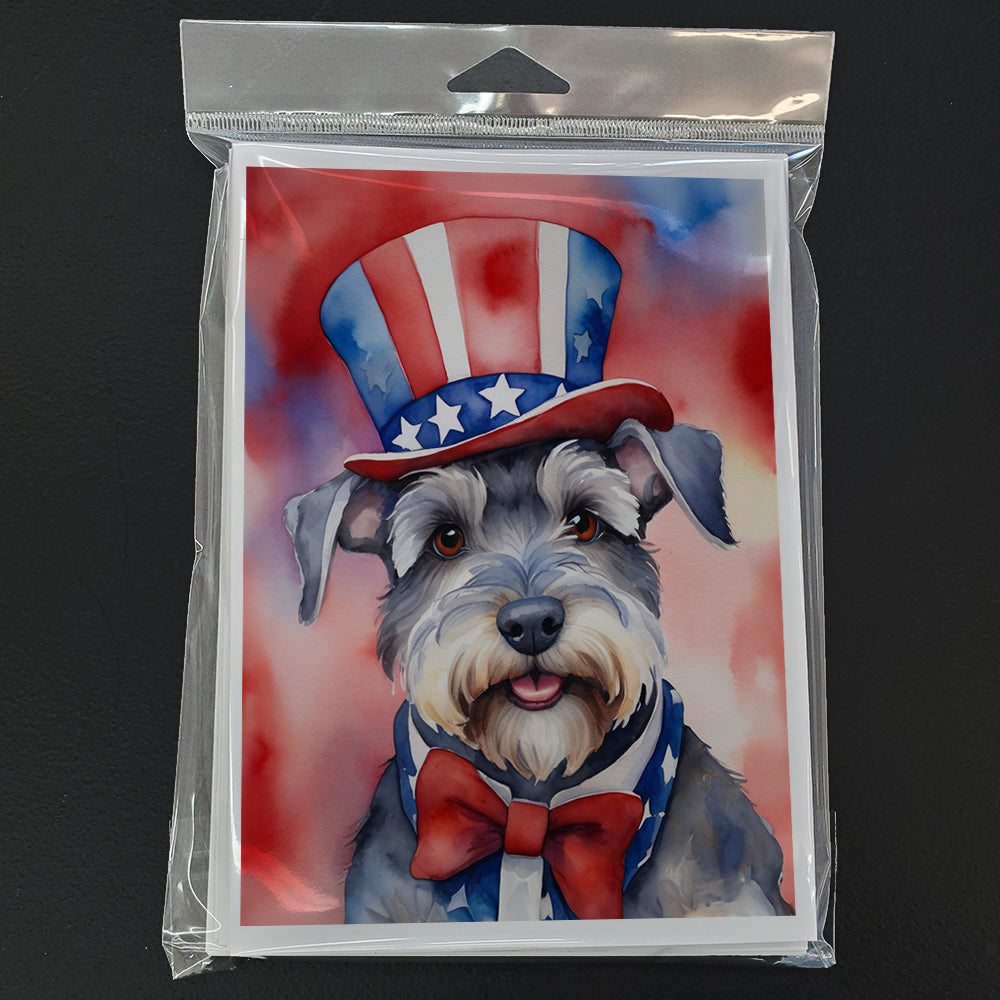 Schnauzer Patriotic American Greeting Cards Pack of 8