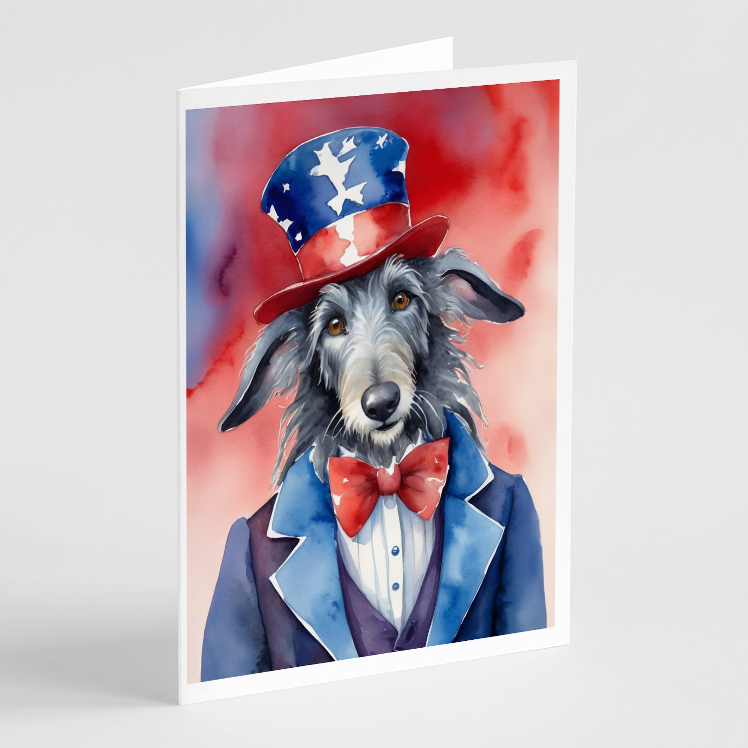 Buy this Scottish Deerhound Patriotic American Greeting Cards Pack of 8