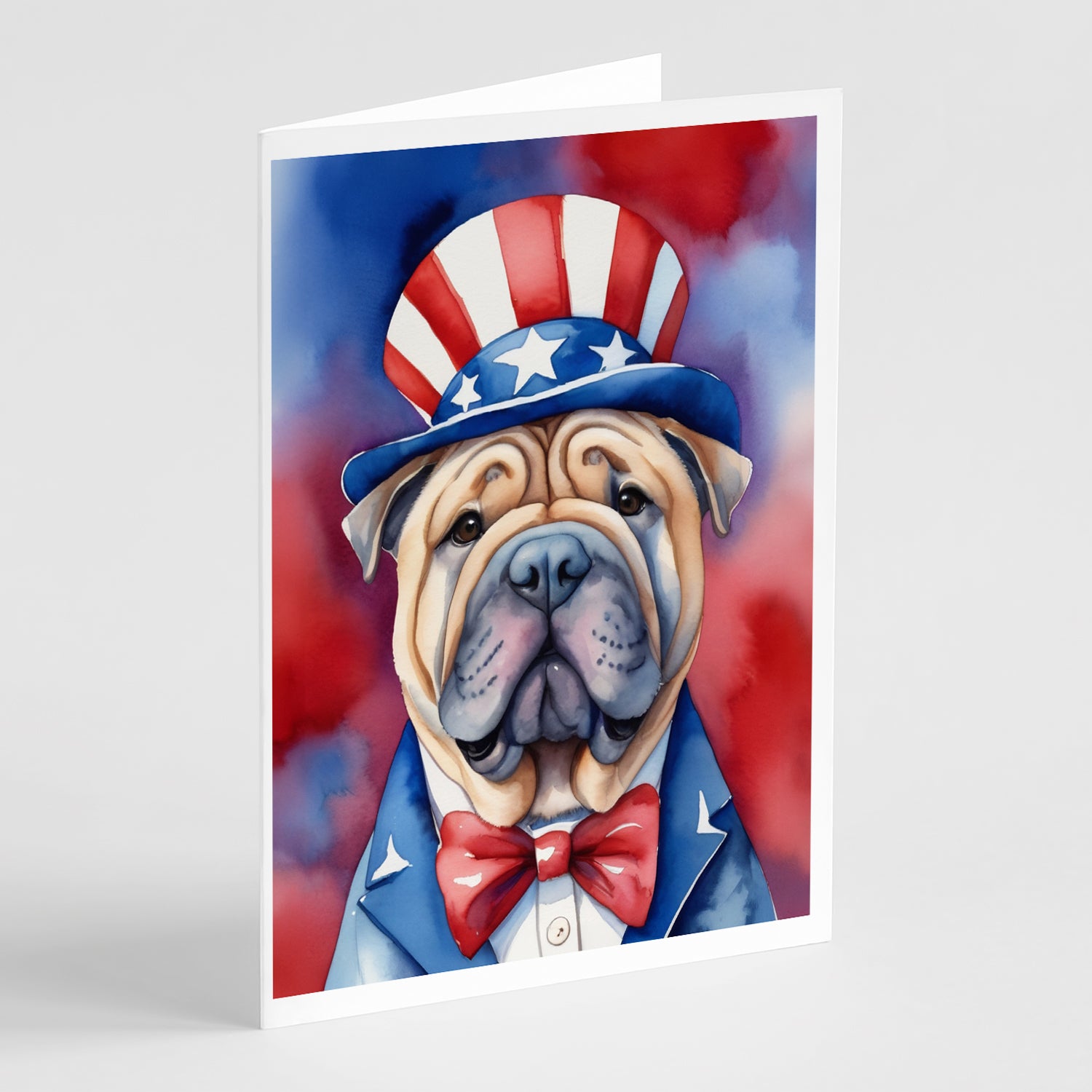 Buy this Shar Pei Patriotic American Greeting Cards Pack of 8