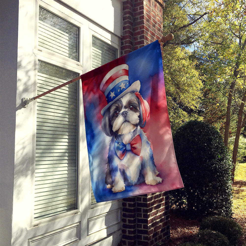 Shih Tzu Patriotic American House Flag