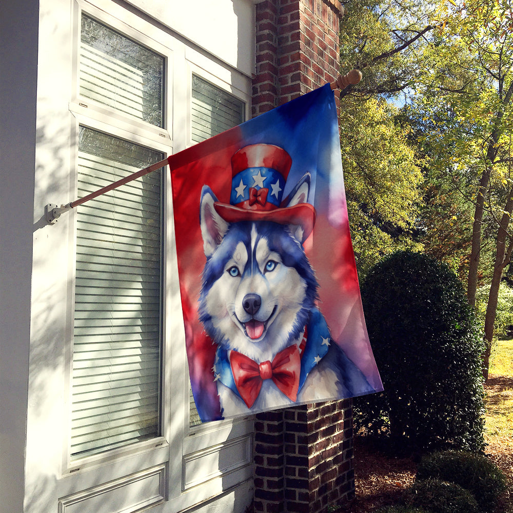 Siberian Husky Patriotic American House Flag