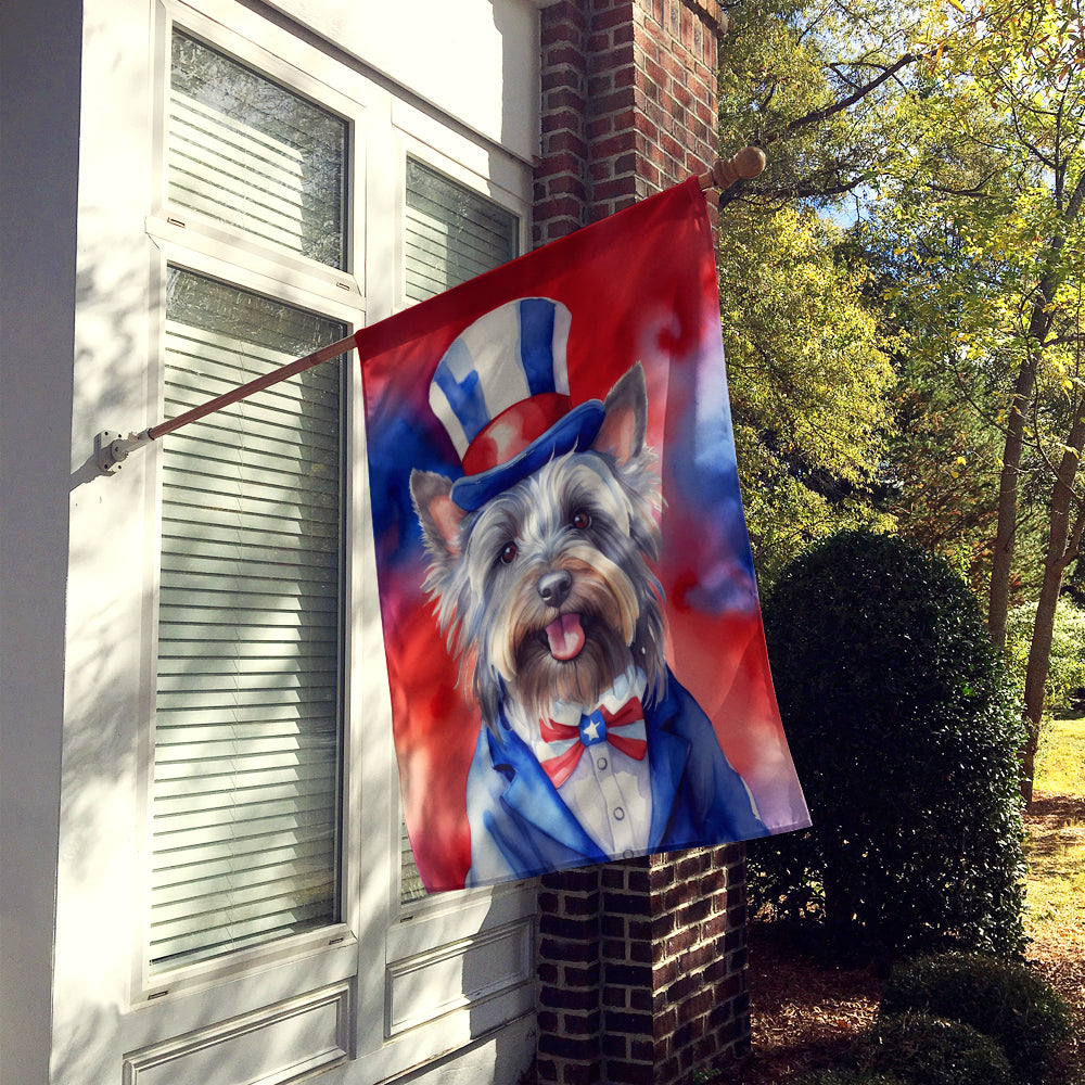 Skye Terrier Patriotic American House Flag