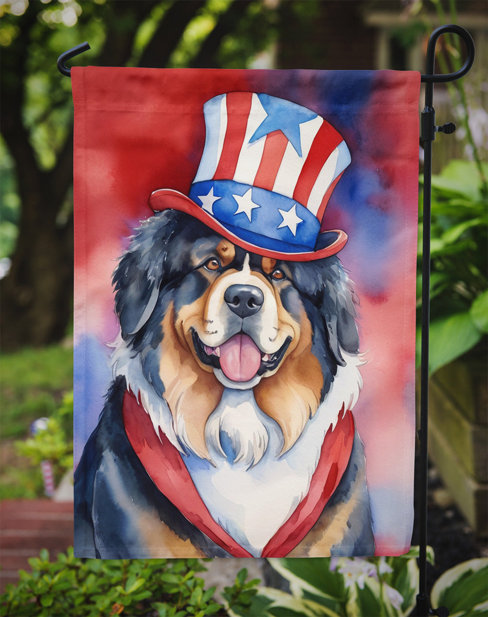 Tibetan Mastiff Patriotic American Garden Flag