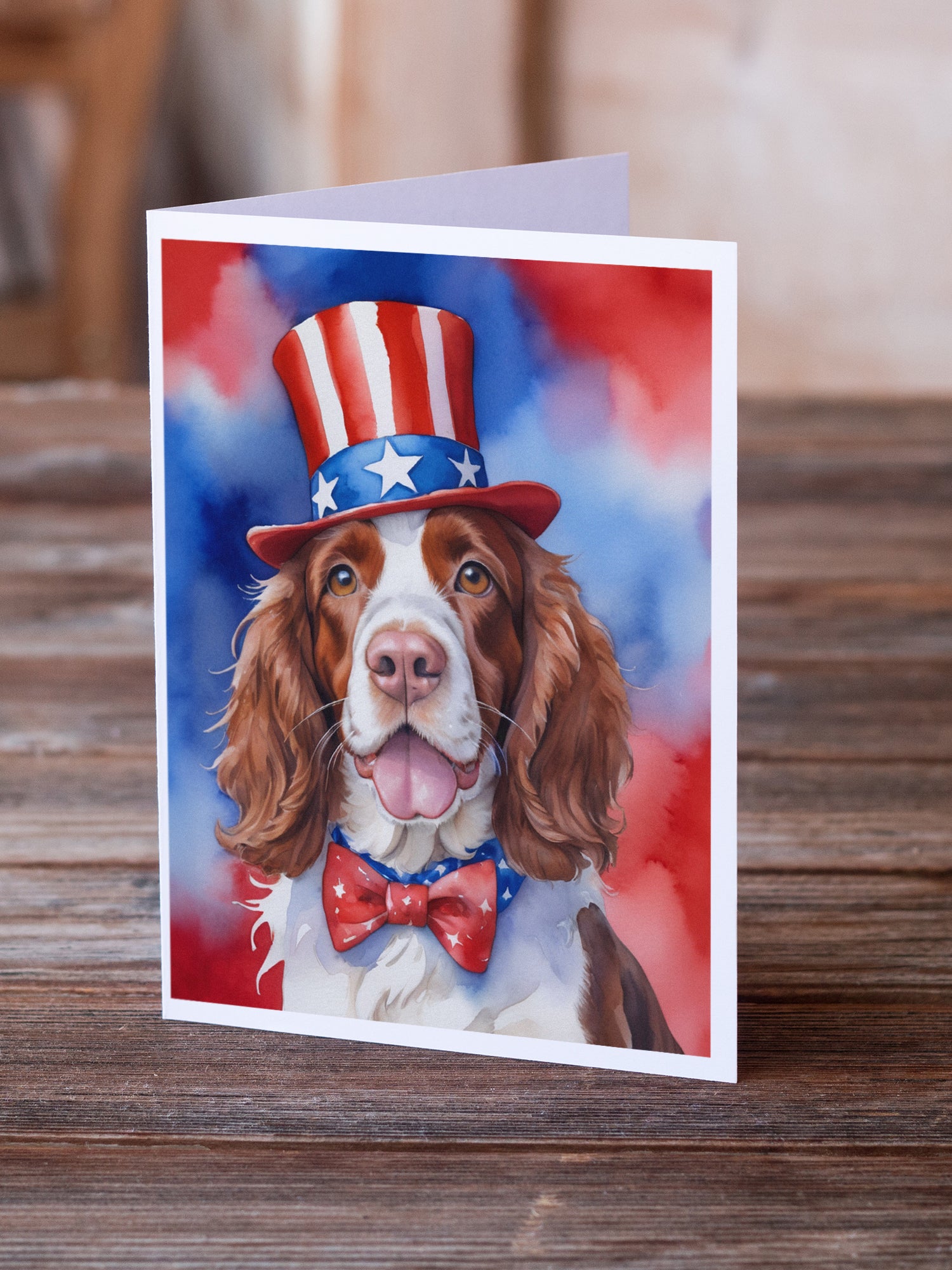 Buy this Welsh Springer Spaniel Patriotic American Greeting Cards Pack of 8