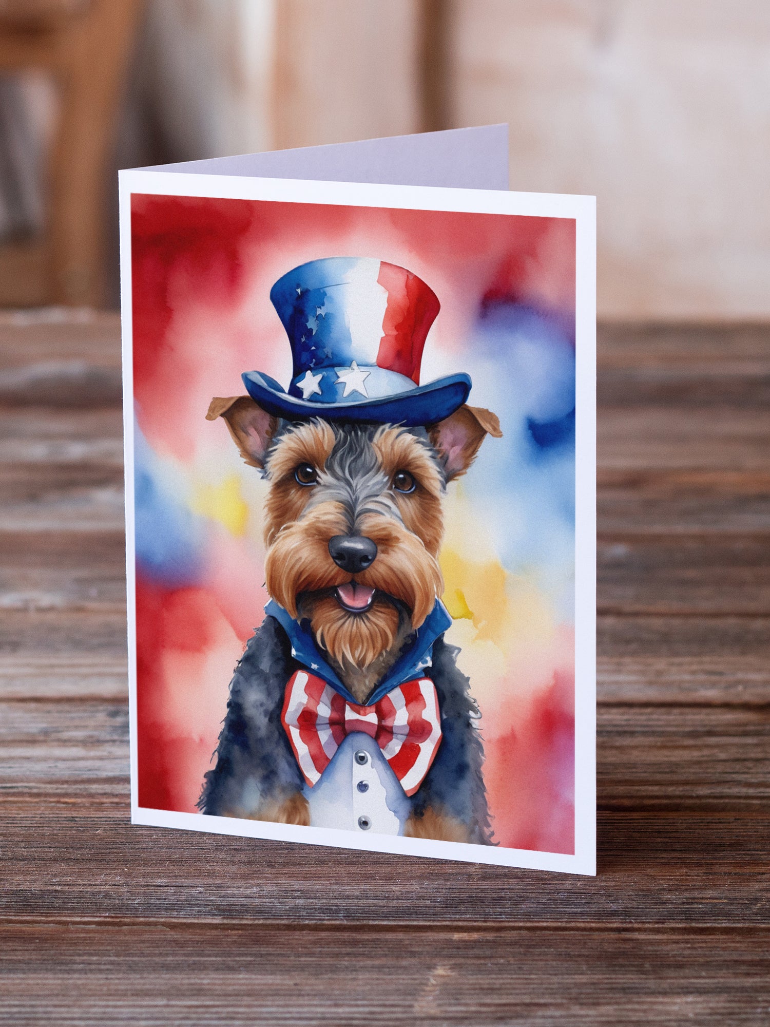 Buy this Welsh Terrier Patriotic American Greeting Cards Pack of 8