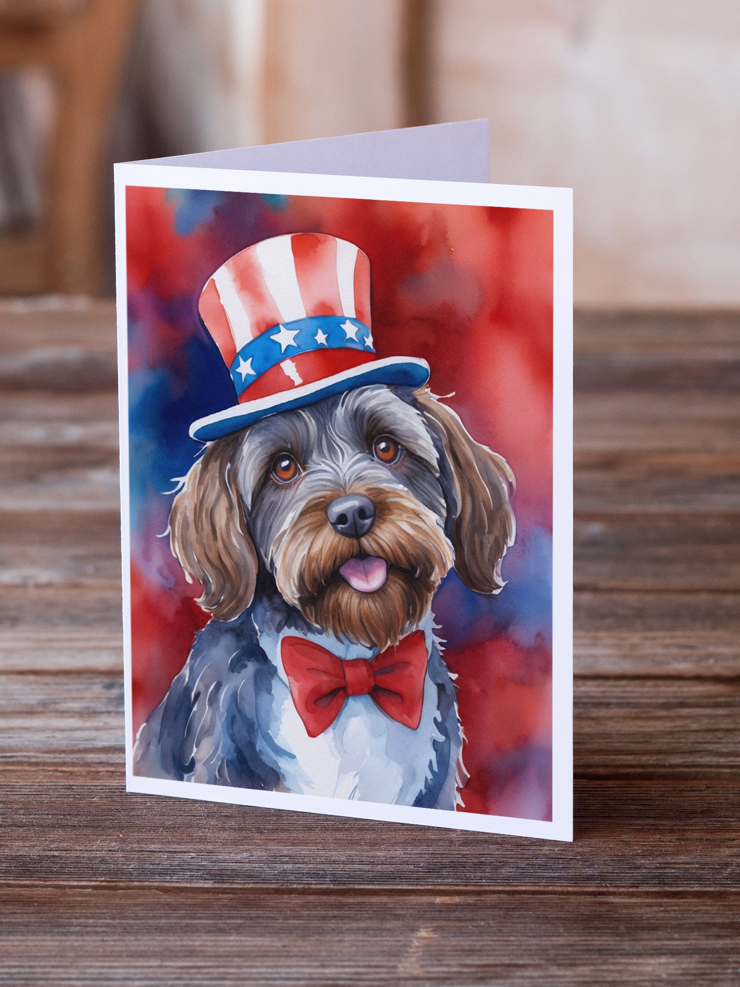 Buy this Wirehaired Pointing Griffon Patriotic American Greeting Cards Pack of 8