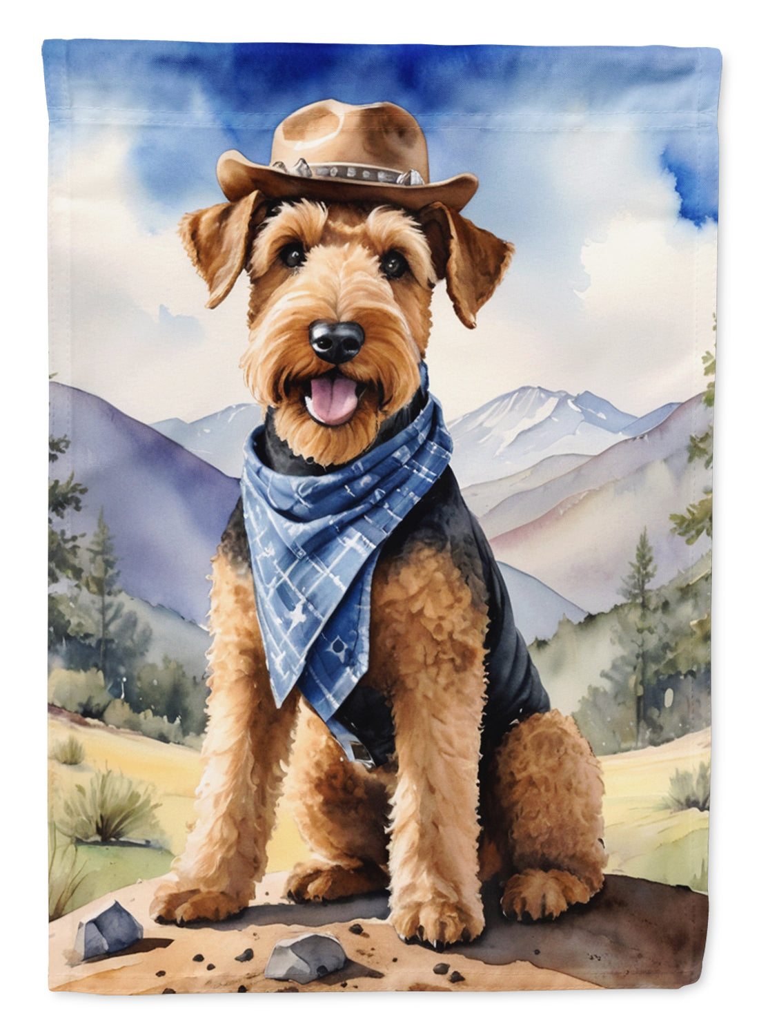 Buy this Airedale Terrier Cowboy Welcome Garden Flag