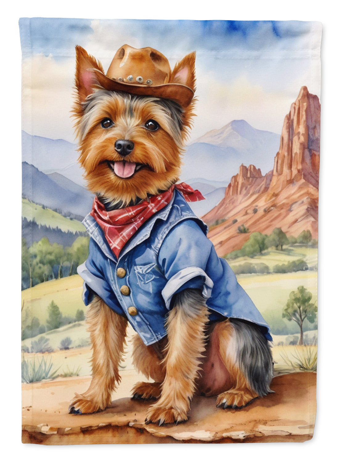 Buy this Australian Terrier Cowboy Welcome House Flag