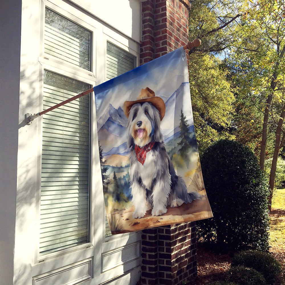 Buy this Bearded Collie Cowboy Welcome House Flag