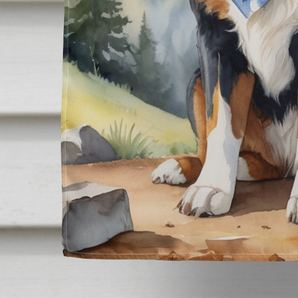 Bernese Mountain Dog Cowboy Welcome House Flag