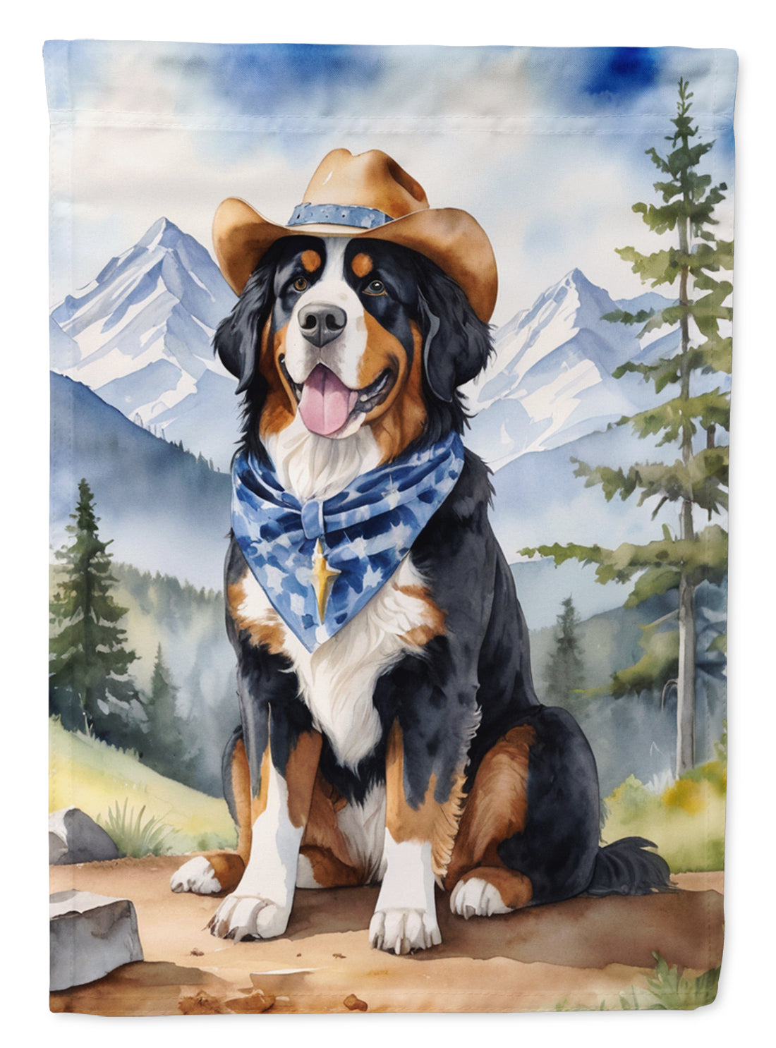 Buy this Bernese Mountain Dog Cowboy Welcome House Flag