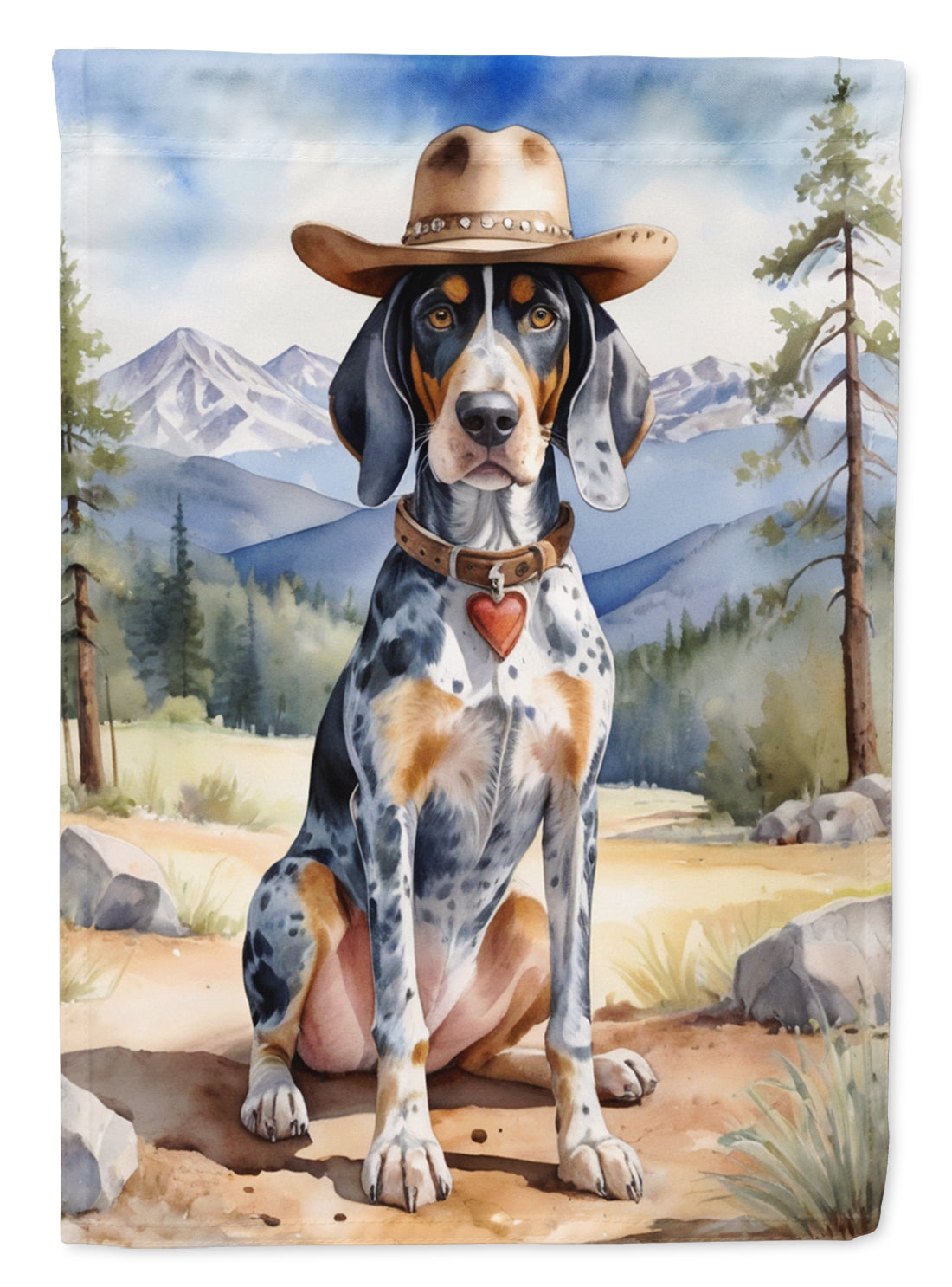 Buy this Bluetick Coonhound Cowboy Welcome House Flag