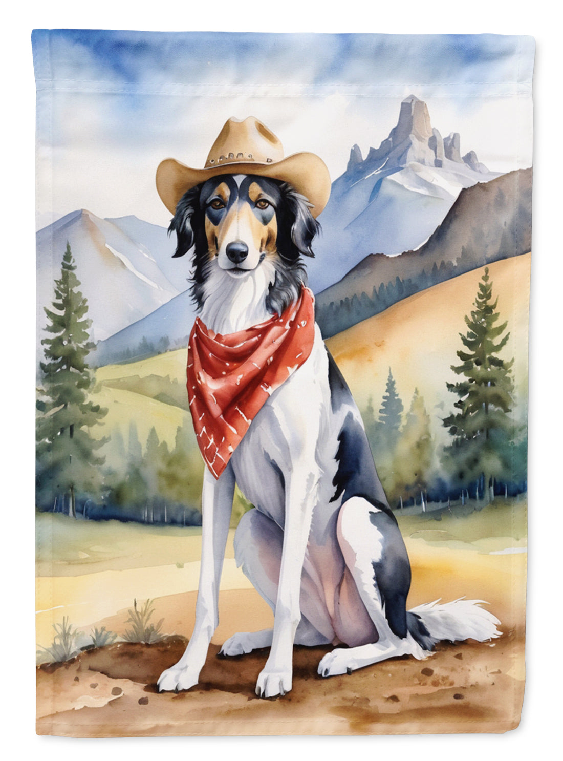 Buy this Borzoi Cowboy Welcome House Flag