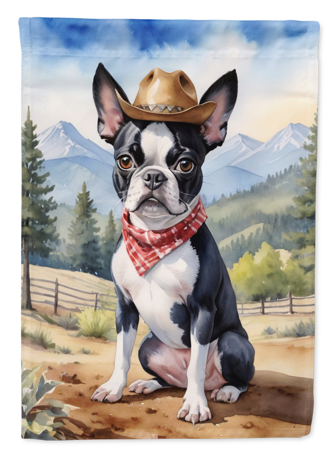 Buy this Boston Terrier Cowboy Welcome House Flag