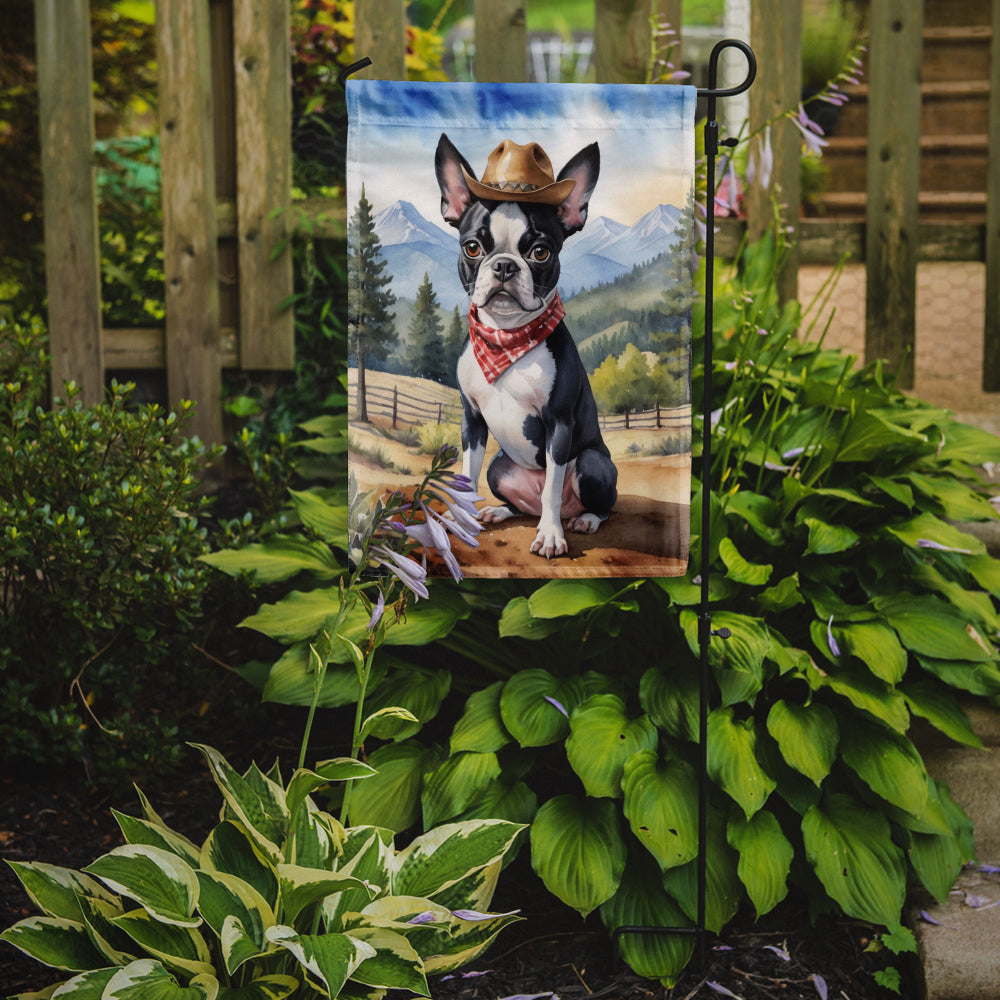 Boston Terrier Cowboy Welcome Garden Flag