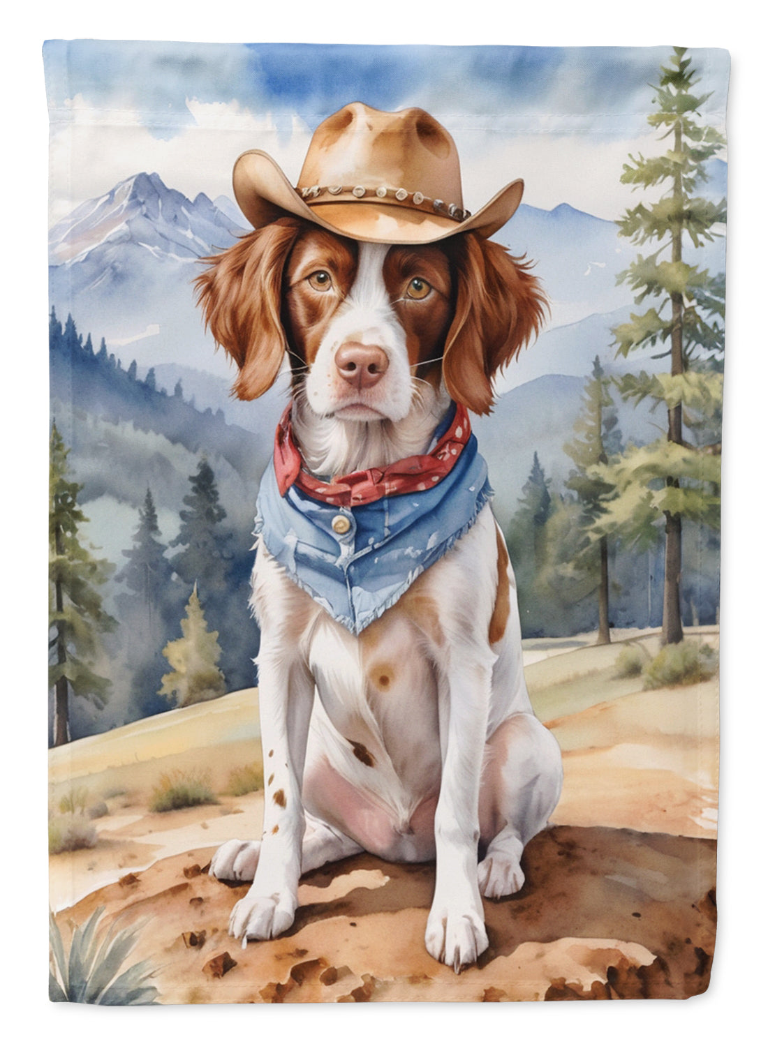 Buy this Brittany Spaniel Cowboy Welcome House Flag