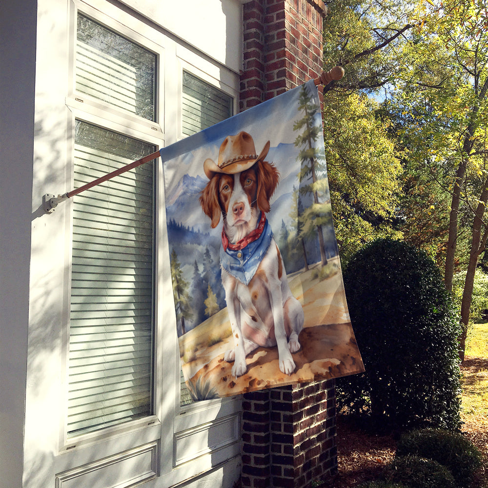 Brittany Spaniel Cowboy Welcome House Flag