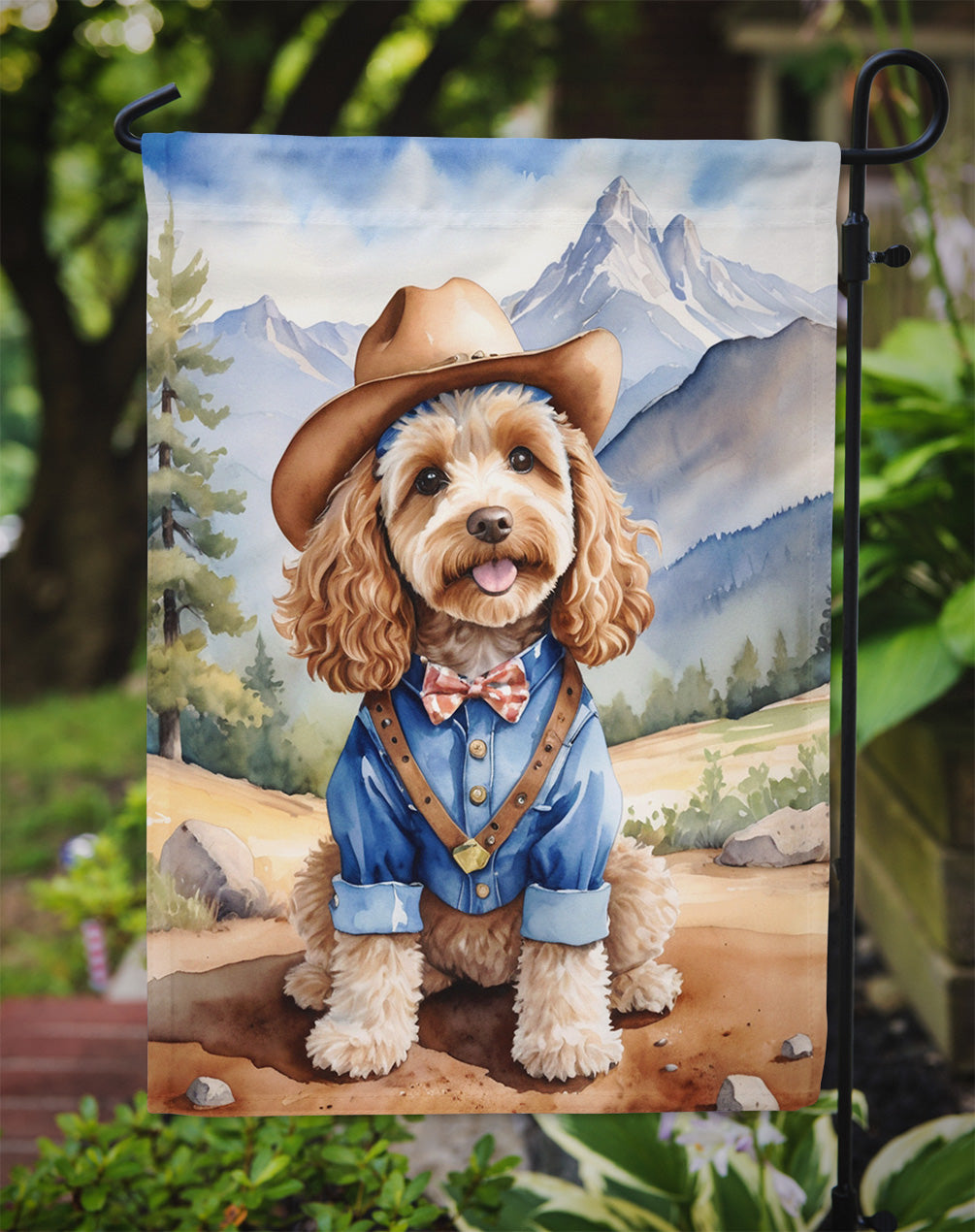 Cockapoo Cowboy Welcome Garden Flag